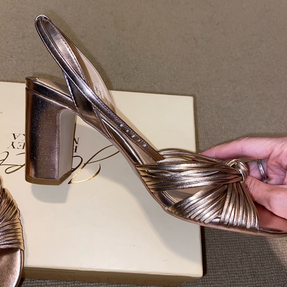 Jewel Badgley Mishka Christen Block Heel Sandal in Rose Gold - Picture 2 of 9